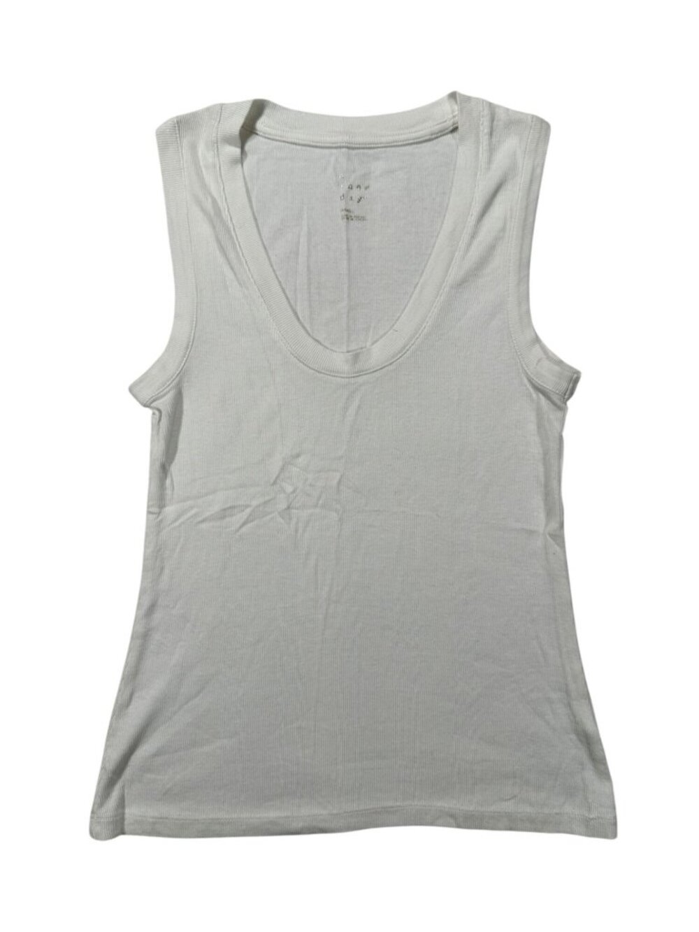 A New Day Womens Ribbed Sleeveless White Tank Top Size Small Casual USA